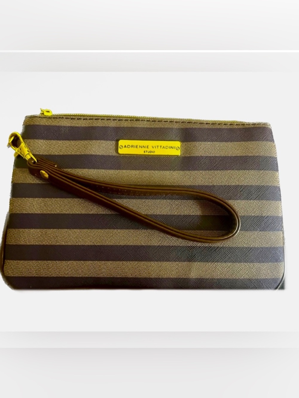 Adrienne Vittadini Stripped Zip Top Wristlet /Wallet